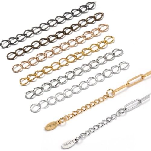 100pcs 50mm 70mm Necklace Extension Chain Bracelet Extended Chains Bulk Tail Chain For Jewelry Making Findings Diy Accessories
