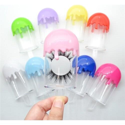 1pc Empty Eyelash Storage Box Clear Melted Ice Cream Shape Candy Color Eyelash Container Portable For Women Travel Packing