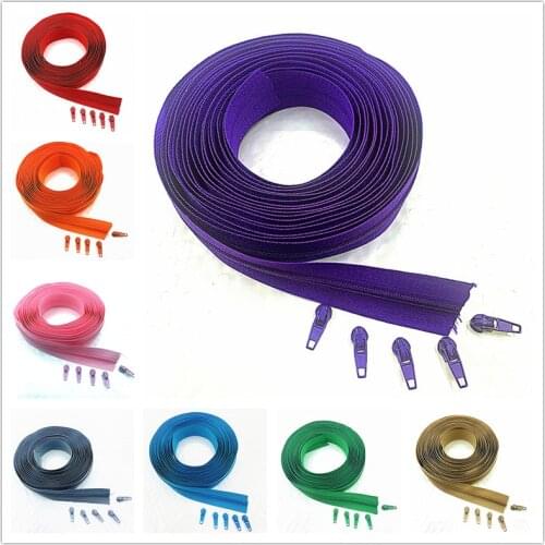5 Meters (5.4Yard ) 3# (20 Colors) Long Nylon Coil Zipper with 10pcs Zipper Slider for DIY Sewing Clothing Accessories