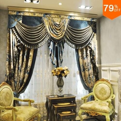 5 stars hotel Room Hook Style with valance Curtain luxury curtain for living room and dinning Room holy London hotelKing Curtain