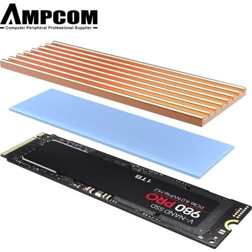 AMPCOM M.2 Hard Disk Heatsink, Aluminum solid state drives Cooling Heatsink Thermal Pad For NVME M2 NGFF 2280 PCI-E SSD