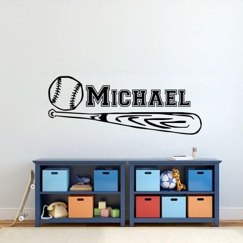 Baseball Wall Decal Customized Personalised Name teens Room removeable vinyl DIY wall Sticker home decoration accessories G834