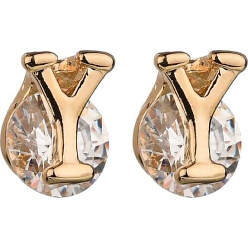 Bling Beauty New Super Fashion Fine Jewelry Sparkling Gold Color Letter W Individuality Stud Earrings For Women