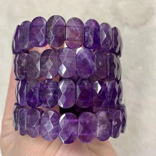Natural amethyst stone beads bracelet natural gemstone bangle natural jewelry for woman birthstone of Sagittarius , Aquarius