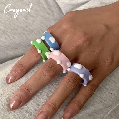 Cosysail New Cute Cloud Resin Acrylic Ring for Female Girl Charm Acrylic Cartoon Resin Rings Y2K Jewelry Gifts 90s Aesthetic