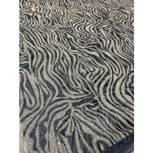 New pattern African French Lace Fabric S-62517 High Quality African Tulle Lace Fabric with Glued glitter