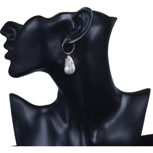 Hot sale 18k gold 16-17mm big baroque pearl earrings