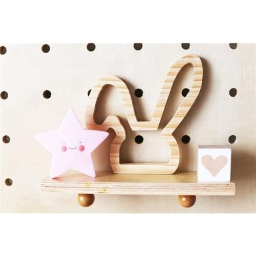Hot Wooden Home Moon/Star/Rabbit/Cloud Figurines Ornament Kids Room Partition Wall Stickers Decorations Baby Best Gifts Crafts