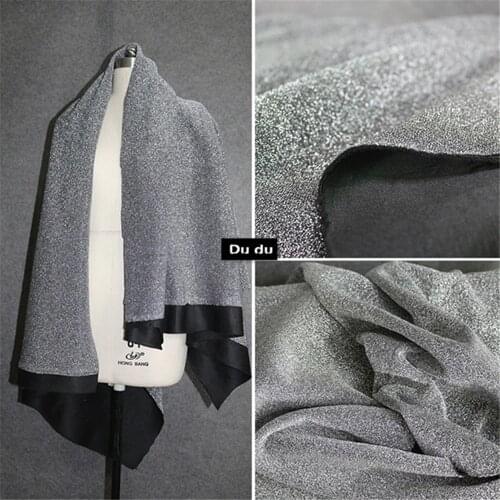 50*145cm Cotton Clothing Fabric The silver silk Knitting Space cotton Air layer Coat Movement Trousers Fabric DIY