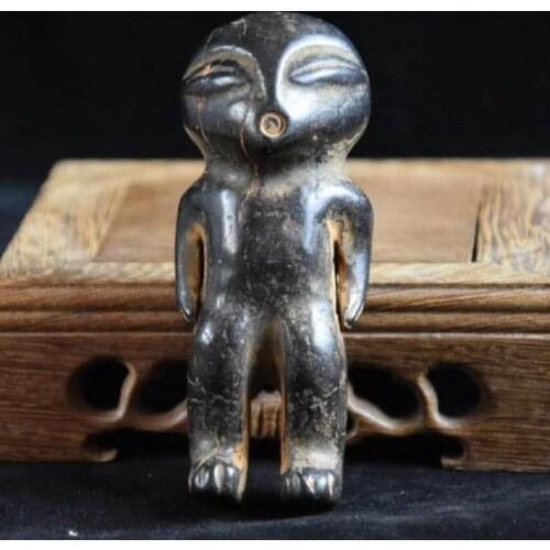 Hongshan culture archaize black iron meteorite sculpture aliens statue