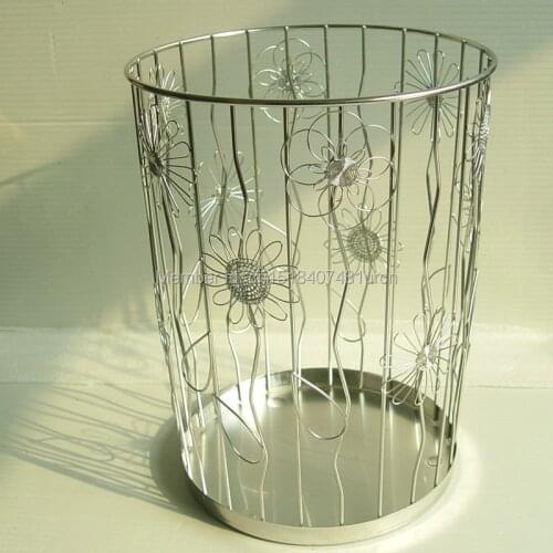 K15 WASTE BIN/CAN ROUND/FLOWERS/CREATIVE/CUTE/NEW STAINLESS HAND-MADE ART CRAFTS WEDDING&BIRTHDAY&HOME&OFFICE&GIFT&PRESENT