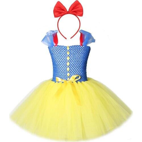Toddler Baby Girl Princess Costume Snow White Cosplay Party Dress for Kids Girl Tutu Dresses Children Tulle Clothes Knee Length