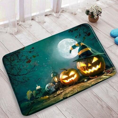Halloween Bath Mats Fnny Black Cats Elf Pumpkin Goblin Home Flannel Non-Slip Carpet Bedroom Kitchen Floor Mat Holiday Decor Rug