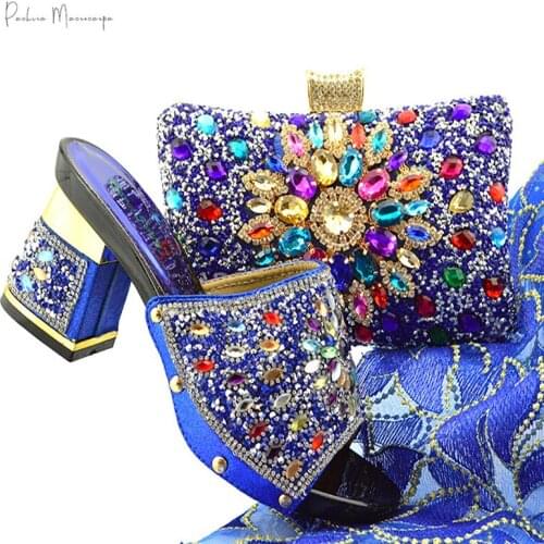 Red Color Shoe and Bag Set Fashion Women Shoes and Bag Set Nigerian Wedding Slipper African Shoes with Matching Bags Set