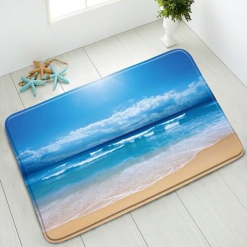 Summer Ocean Landscape Non-Slip Bath Mats Natural Scenery Palm Tree Plant Indoor Floor Mat Doormat Absorbent Carpet Home Decor