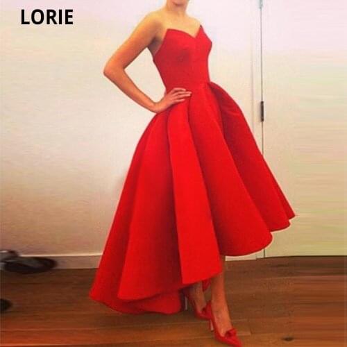 LORIE Red Evening Dresses Short for Women Girls 2021 Open Back Simple Beach Formal Party Gowns Plus Size