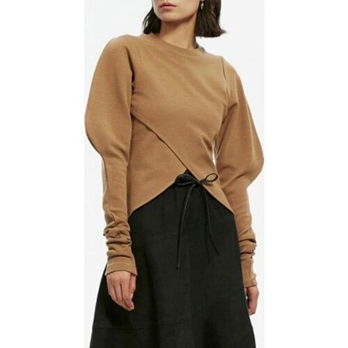 Fashion Irregular Knit Pullover Top Women Elegant Bubble Long Sleeve Slim Top 2020 Autumn Fashion New Female Clothing