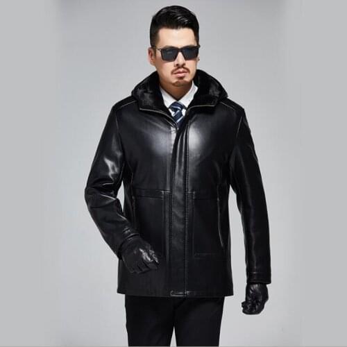 Hooded mens leather jacket plus velvet thicken motorcycle short coat men jackets casual clothes jaqueta de couro fashion black