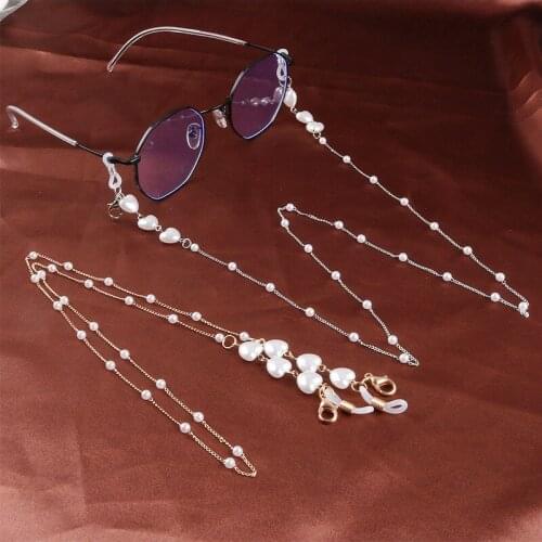 2021 New Heart Pearl Eye Glasses Sunglasses Spectacles Eyewear Chain Holder Cord Lanyard Necklace Glasses Chain Neck Strap Rope