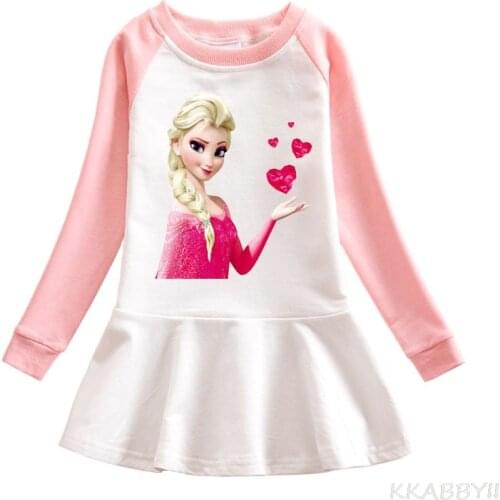 Frozens New Spring And Autumn Childrens Sweaters Girls' Dresses Cotton Pleated Skirts With Foreign Colors
