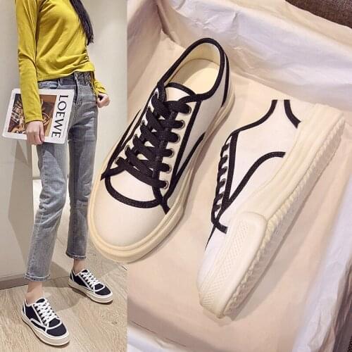 2021 spring and autumn new womens canvas shoes Harajuku white shoes casual shoes all-match single shoes
