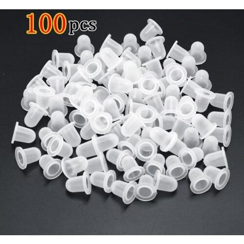 100Pcs Disposable Tattoo Ink Cup Small&Big Size Silicone Permanent Tattoo Makeup Eyebrow Makeup Pigment Container Caps