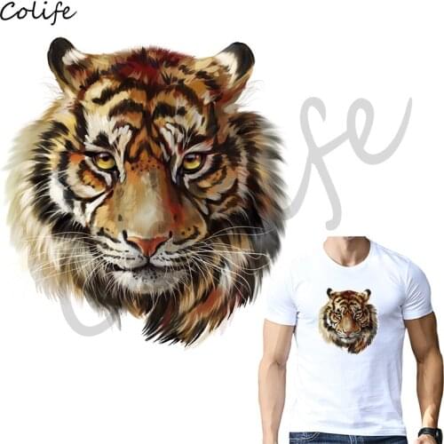 Tiger Patches Iron-on Transfer for Clothes Patch Thermocollants Vetement Household DIY Decoration Appliqued 23.2x22cm