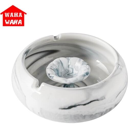 Ashtrays Are Suitable For Living Room Offices Ceramic Marbled Nordic Wind Ash Tray Cigarette Tray Smoke Cup Circular Holder