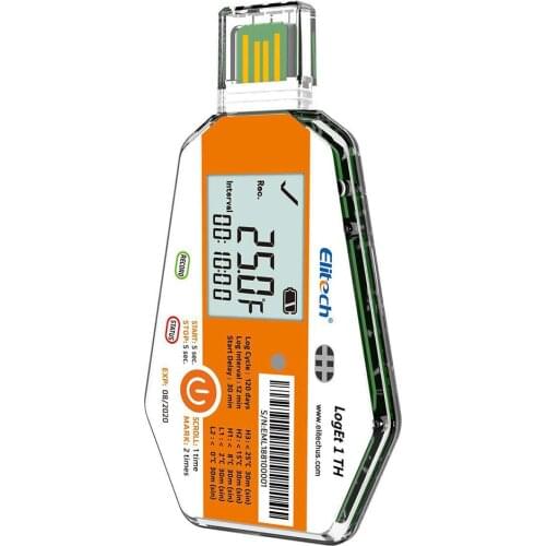 Elitech LogEt 1TH Temperature and Humidity Data Logger Single Use Vaccine Temperature Recorder PDF Report USB Port 16000 Points