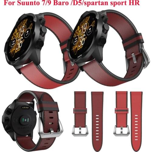 24mm Leather Band Wrist Straps For Suunto 7 Spartan Sport Wrist HR Watchband Bracelet For Suunto 9/9 Baro/D5 Correa Accessories