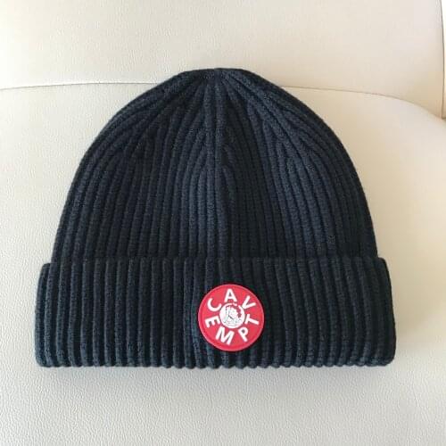 Rubber Logo Beanie Winter Hats For Men Women Acrylic Cuffed Short Skull Caps Knitted Hip Hop Harajuku Brimless Skullies Outdoor