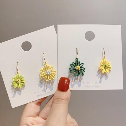 Romantic Elegant Sweet Colorful Flowers Earrings Spring Women Jewelry Accessories Cute Lovely Daisy Drop Ears