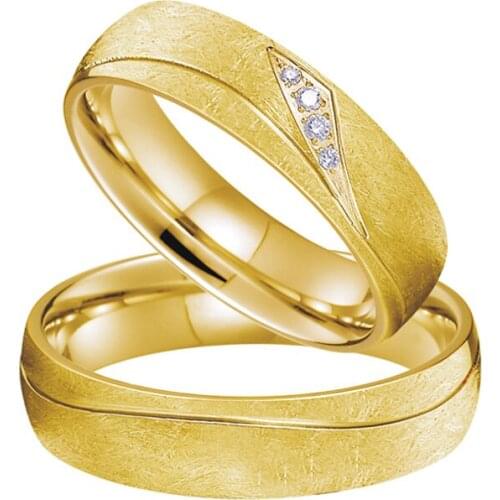 Luxury Dubai Style LOVE Alliance Wedding Rings set for men and women Golden marriage couple finger ring