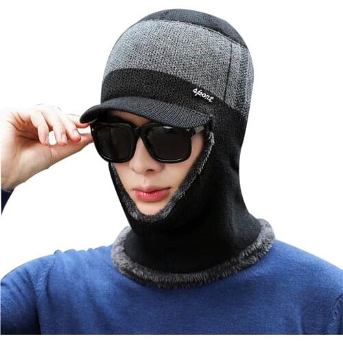 2019 Winter Hats For Men Skullies Beanie Hat Winter Cap Men Women Wool Scarf Caps Set Balaclava Mask Gorras Bonnet Knitted Hat