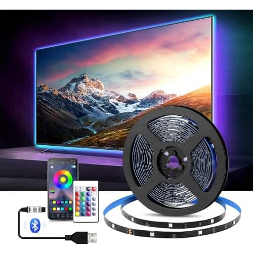 USB LED Strip Light Bluetooth Remote Control Flexible Diode Tape IP20 1-20M RGB Ribbon Lamp For Decoration Bedroom TV BackLight
