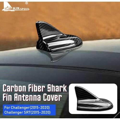 AIRSPEED Carbon Fiber for Dodge Challenger SRT 2015-2020 Accessories Exterior Shark Fin Antenna Cover Sticker Trim Car Styling