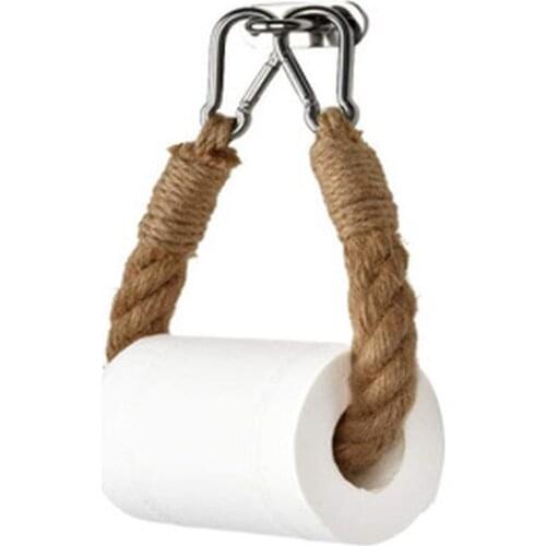 Vintage Towel Hanging Rope Toilet Paper Holde Kitchen Bathroom Toilet Paper Holder Storage Rack Suction Cup Wall Mounted Movable