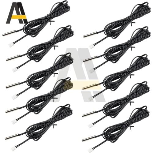10pcs/lot 3950 Waterproof Digital Temperature Sensor Probe 10K NTC Thermistor Thermal Cable 0.5M Temperature Sensor Wire Probe