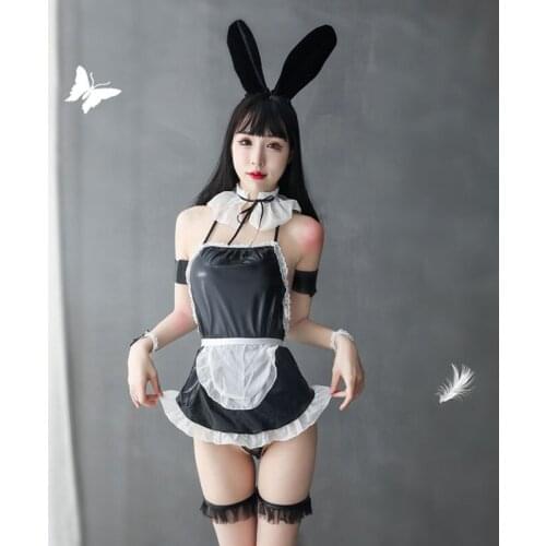 Adult Game Fun Sexy Temptation Bunny Ears Girl Small Breasts Uniform 2021 New Sexy Lingerie Perspective Cute Maid Suit