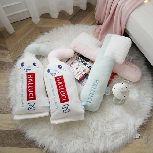 Toothpaste Toothbrush Plush Toy Pillow Stuffed Dentist Clinic Gift Throw Pillow Take care teeth Cushion gift for Kids Sofa Decor