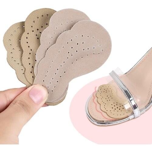 1Pair Women time! Breathable Anti-slip High-heel Insoles Leather Forefoot Pads For Shoes Wear - resistant Foot Care Shoe Insert
