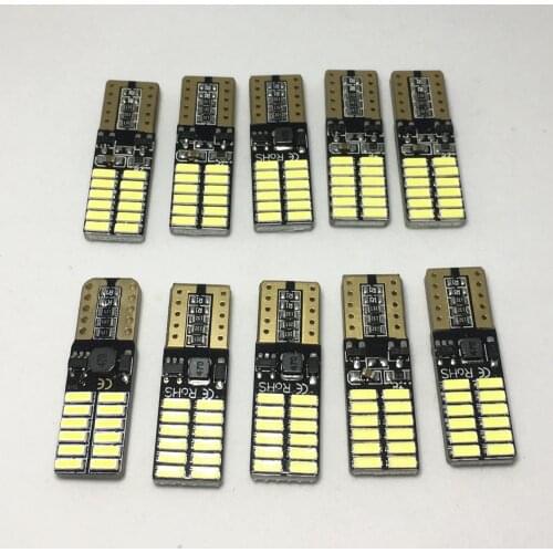 10PCS 4014 SMD 24 leds Light T10 LED Non polarity Canbus with bulbs W5W 194 168 LED white blue ice blue red yellow lamp DC 12V