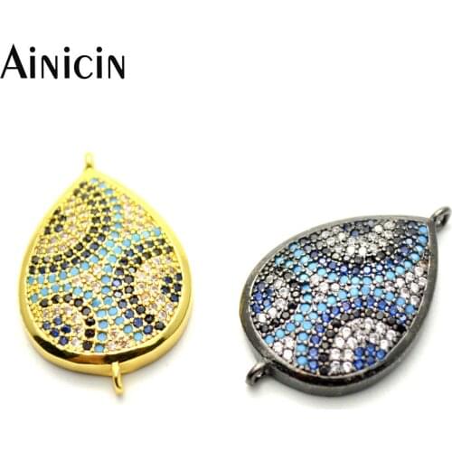 10pcs High Quality Pear Shape Shine Rhinestone Setting Double Loops Connectors For Fashion Jewelry Making Materials