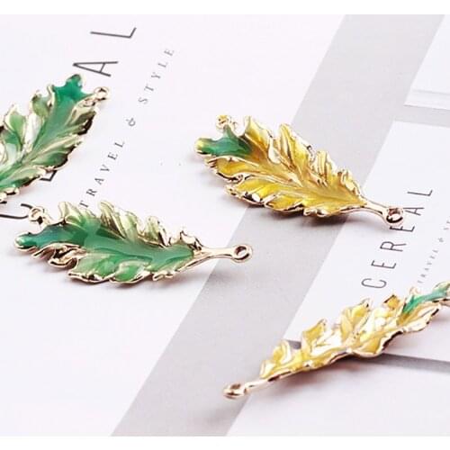 10pcs Fashion Women for Women Earrings Green Leaf Necklace pendant Charm Chain Vintage Diy Jewelry Accessories Wholesale