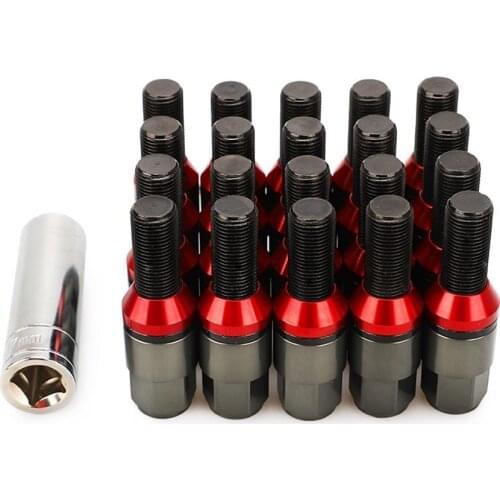 20PCS Steel Taper lug bolt cone seat Wheel Bolts Lug Nuts with caps for bolts &sleeve M12*1.25 M12*1.5 M14*1.25 M14*1.5 For BMW