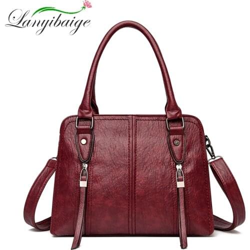 2021 New Series Retro Ladie Stitching Handbag Simple High Quality PU Leather Shoulder Bag Ladies Casual Messenger Bag Sac A Main