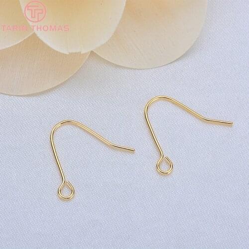 20PCS Height 11.5MM Thickness 0.5 MM 24K Gold Color Brass Earrings Hooks High Quality Diy jewelry accessories