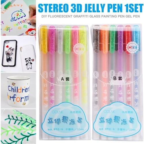 3D Glossy Jelly Ink Pen Set Colorful DIY Fluorescent Graffiti Gel Pen Gift For Kids GDeals