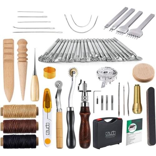 59Pcs/Set Leather Craft Tools Kit Hand Sewing Stitching Punch Carving Work Saddle Leather craft Accessories