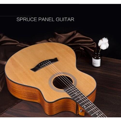 41 inch 4/4 Full Size Acoustic Guitar Spruce Cutaway Professional Folk Guitarra for Beginners Adults Top Solid AGT382